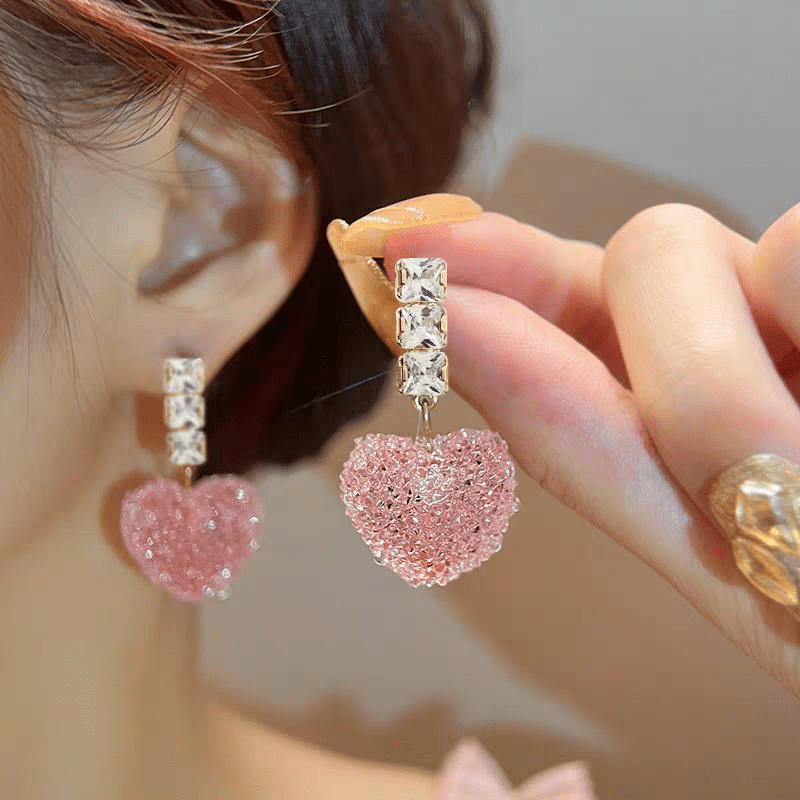 Crystal Candy Heart Earrings - ArtGalleryZen