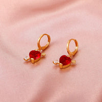 Thumbnail for Crystal Cupid Arrow Heart Huggie Hoop Dangle Earrings - ArtGalleryZen
