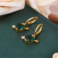 Thumbnail for Crystal Cupid Arrow Heart Huggie Hoop Dangle Earrings - ArtGalleryZen