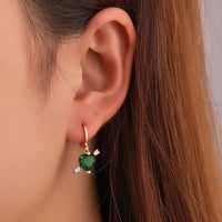 Thumbnail for Crystal Cupid Arrow Heart Huggie Hoop Dangle Earrings - ArtGalleryZen