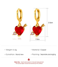 Thumbnail for Crystal Cupid Arrow Heart Huggie Hoop Dangle Earrings - ArtGalleryZen