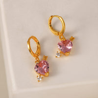 Thumbnail for Crystal Cupid Arrow Heart Huggie Hoop Dangle Earrings - ArtGalleryZen