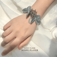 Thumbnail for Crystal Floral Embroidery Butterfly Bracelet - ArtGalleryZen