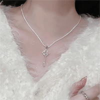 Thumbnail for Crystal Floral Key Pendant Necklace - ArtGalleryZen