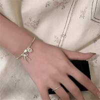 Thumbnail for Crystal Heart Star Ribbon Bangle Bracelet - ArtGalleryZen