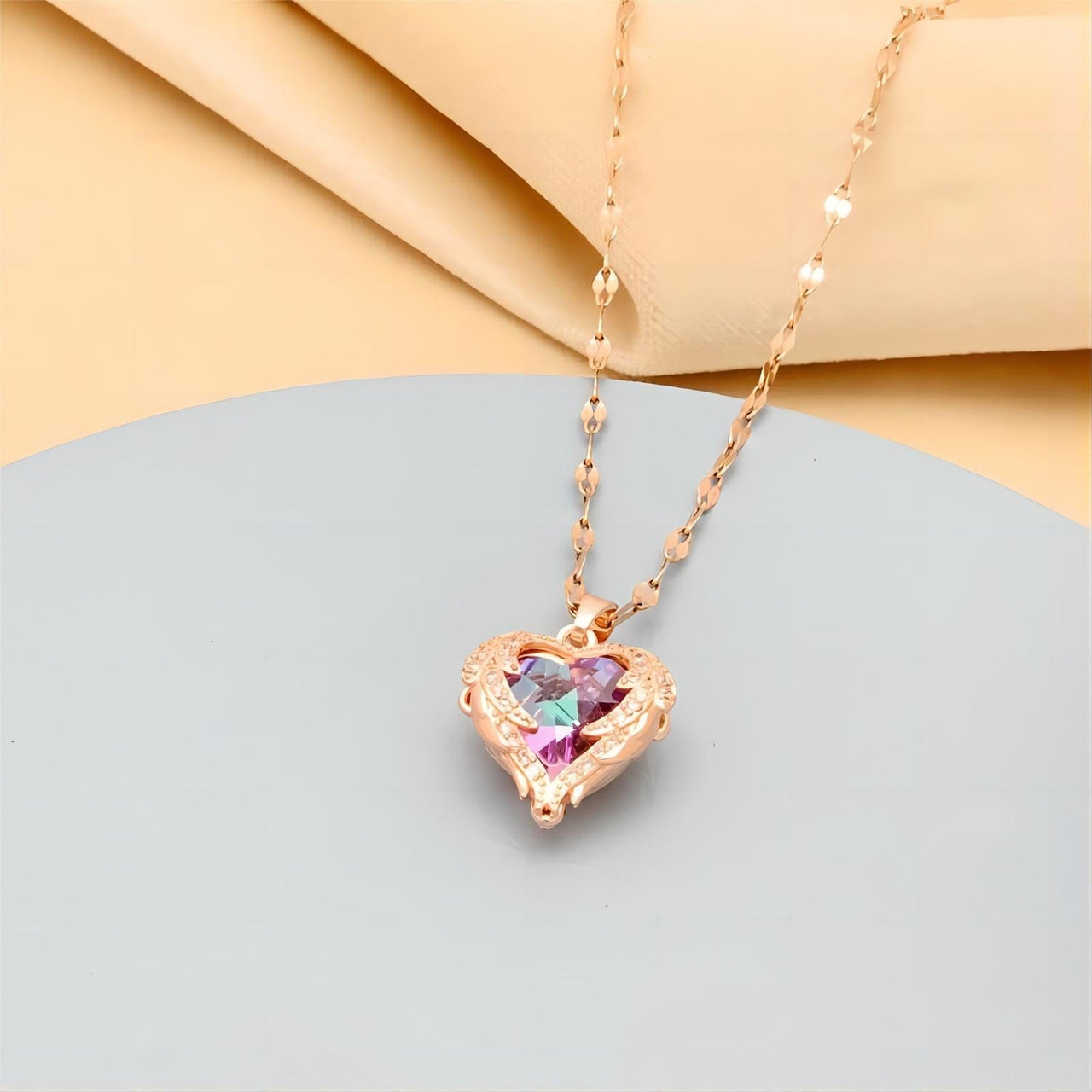 Crystal Ocean Heart Pendant Necklace - ArtGalleryZen