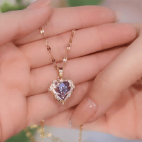 Thumbnail for Crystal Ocean Heart Pendant Necklace - ArtGalleryZen