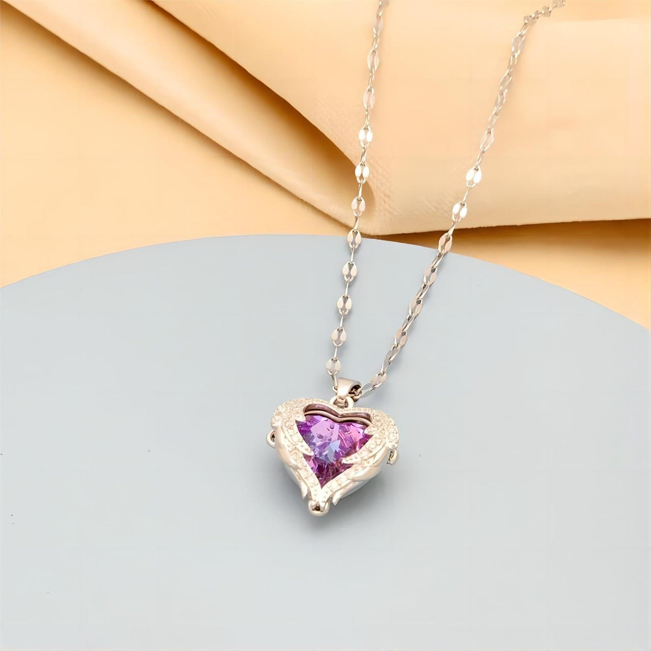 Crystal Ocean Heart Pendant Necklace - ArtGalleryZen