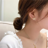 Thumbnail for Crystal Ribbon Heart Earrings - ArtGalleryZen