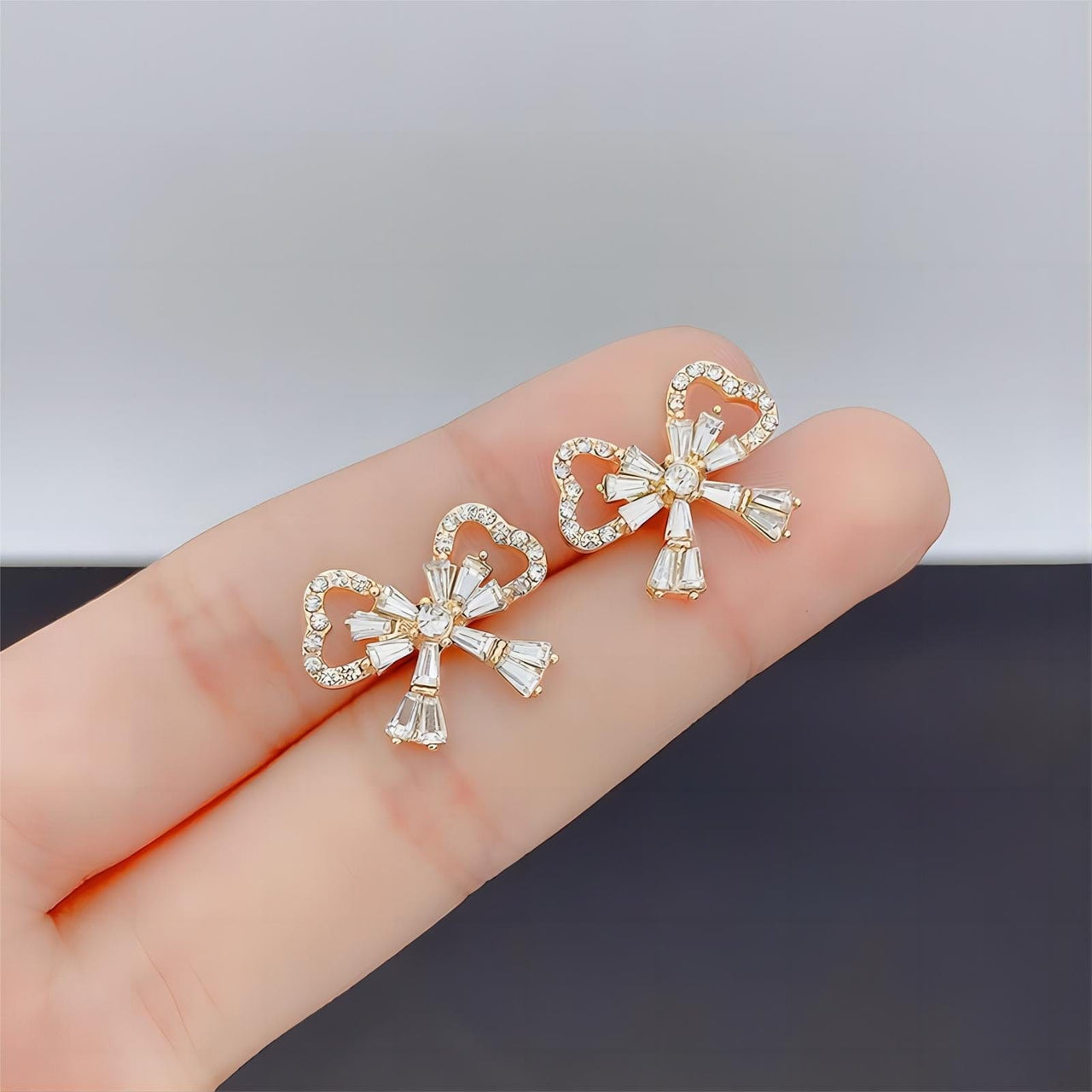 Crystal Ribbon Heart Earrings - ArtGalleryZen