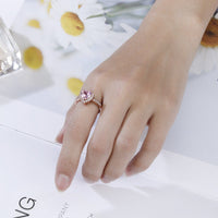 Thumbnail for Cubic Zirconia Inlaid Pink Heart Ring - ArtGalleryZen