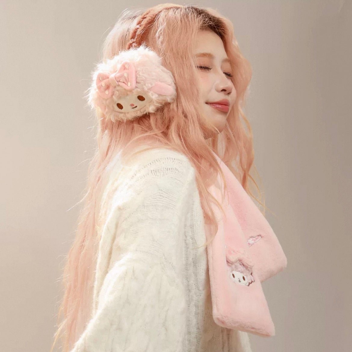 Cute Authenti Sanrio My Sweet Piano Winter Scarf Gloves Ear Muffs Set - ArtGalleryZen