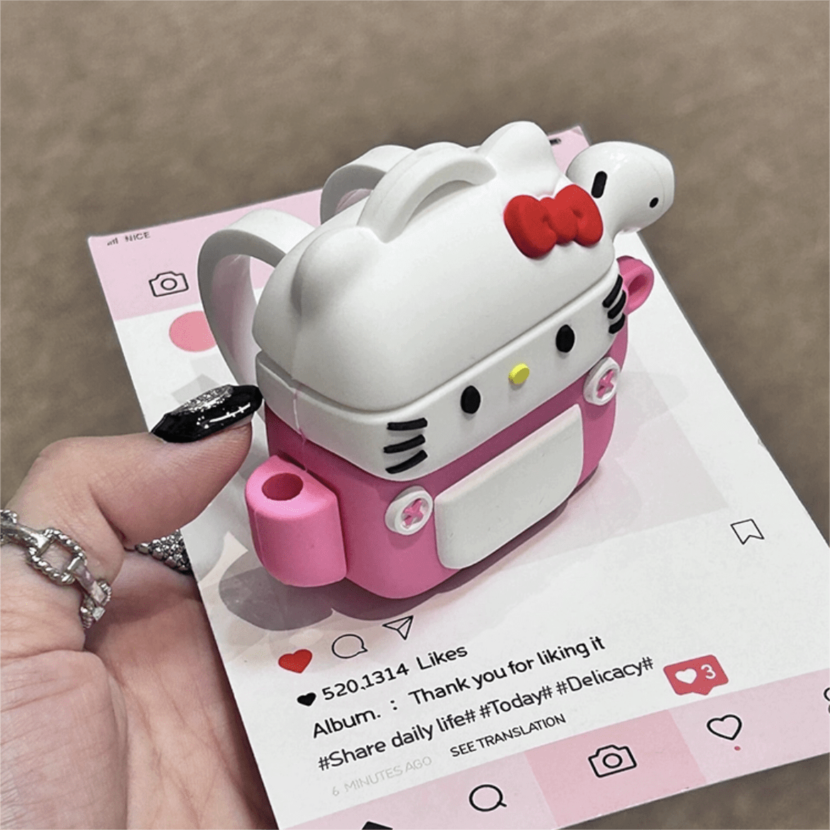 Cute Backpack Hello Kitty Silicone AirPods Earphone Case