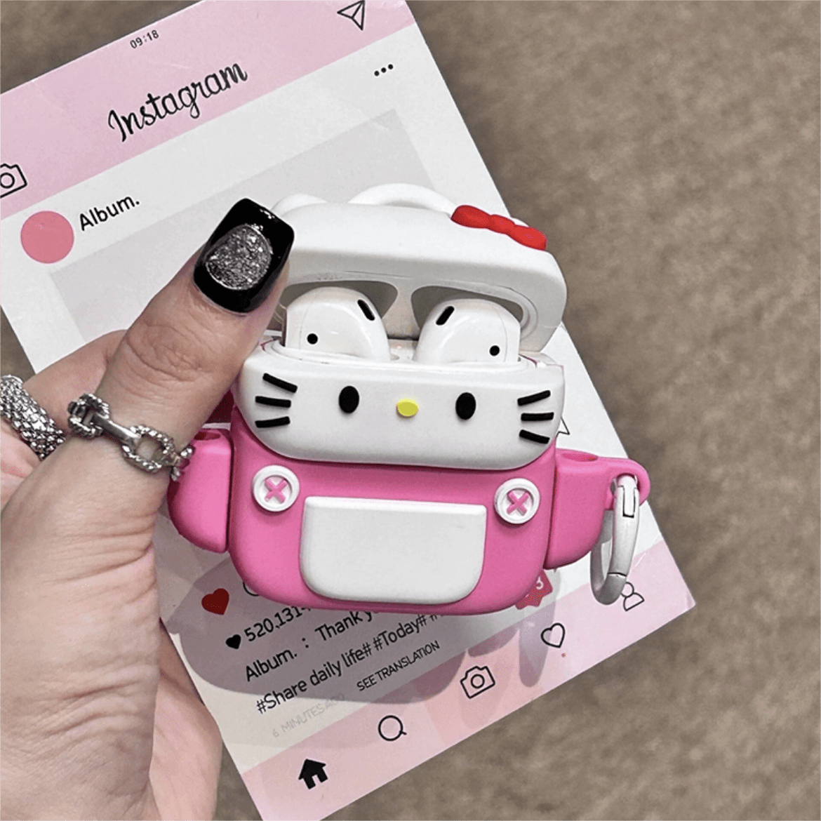 Cute Backpack Hello Kitty Silicone AirPods Earphone Case