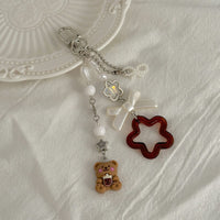 Thumbnail for Cute Bear Star Pearl Bowknot Charm Keychain - ArtGalleryZen