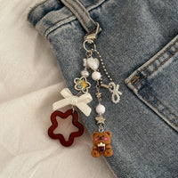Thumbnail for Cute Bear Star Pearl Bowknot Charm Keychain - ArtGalleryZen