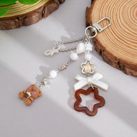 Thumbnail for Cute Bear Star Pearl Bowknot Charm Keychain - ArtGalleryZen