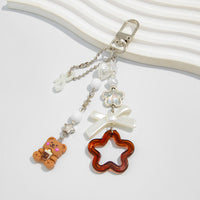 Thumbnail for Cute Bear Star Pearl Bowknot Charm Keychain - ArtGalleryZen