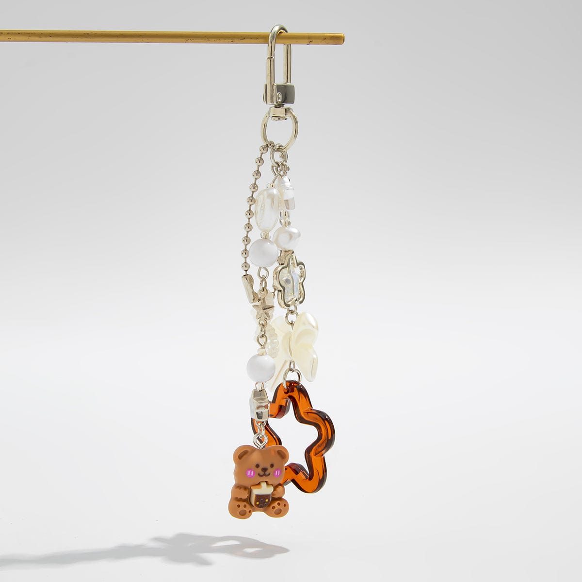 Cute Bear Star Pearl Bowknot Charm Keychain - ArtGalleryZen