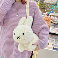 Thumbnail for Cute Black White Plush Rabbit Crossbody Bag