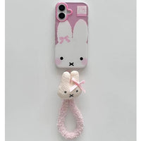 Thumbnail for Cute Bowknot Miffy iPhone Case With Plush Lanyard - ArtGalleryZen