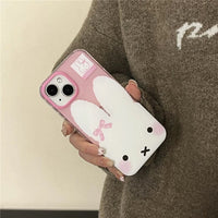 Thumbnail for Cute Bowknot Miffy iPhone Case With Plush Lanyard - ArtGalleryZen