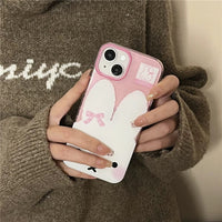 Thumbnail for Cute Bowknot Miffy iPhone Case With Plush Lanyard - ArtGalleryZen