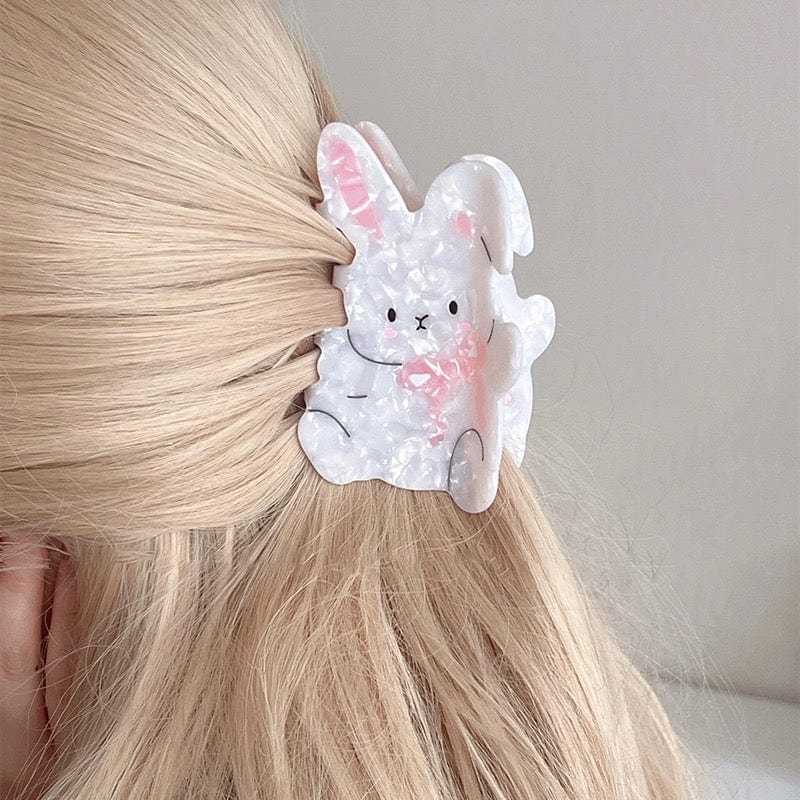 Cute Bowknot Rabbit Acetate Acrylic Hair Claw Hair Clip - ArtGalleryZen