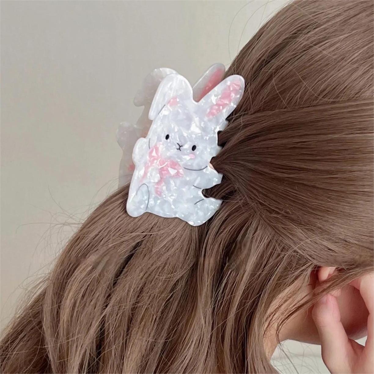 Cute Bowknot Rabbit Acetate Acrylic Hair Claw Hair Clip