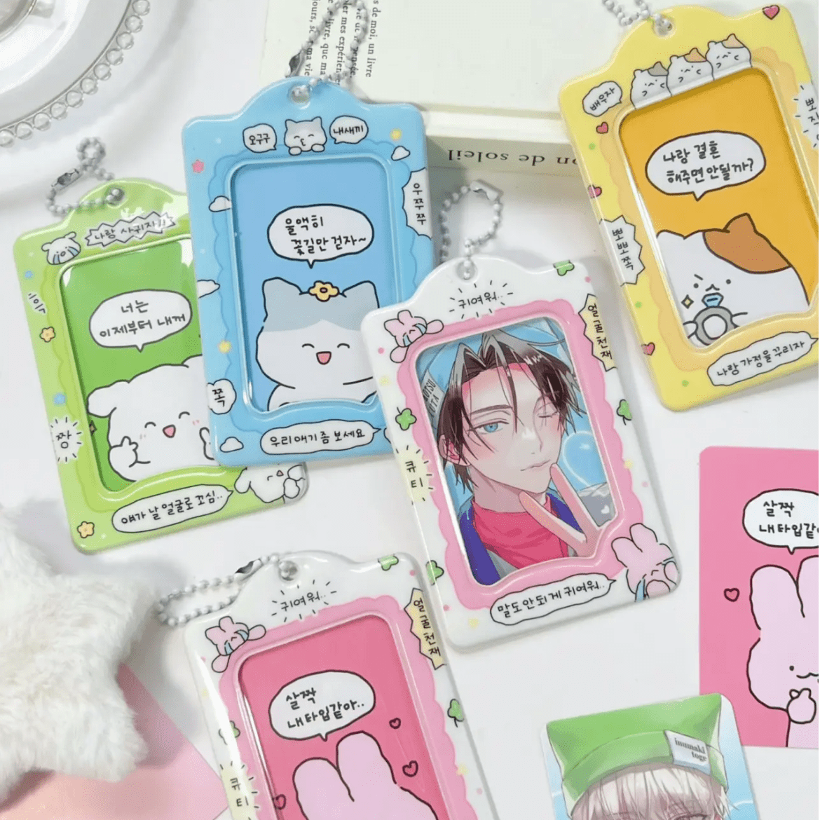 Cute Bunny Cat Kpop Keychain Photocard Holder - ArtGalleryZen