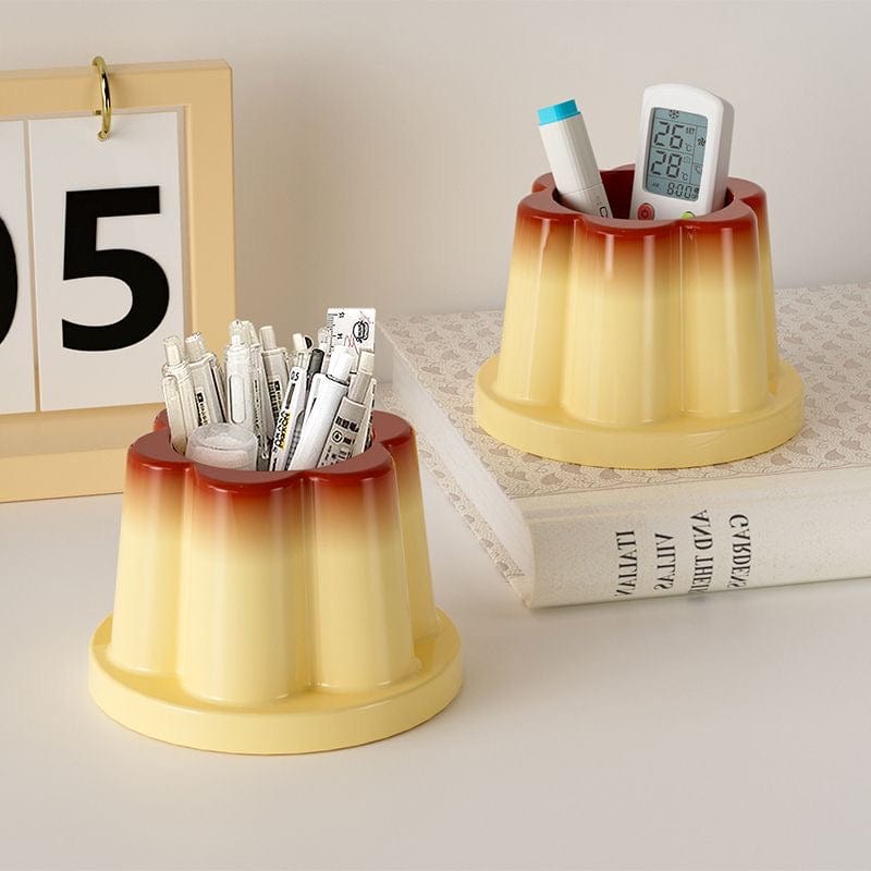 Cute Caramel Pudding Pen Holder - ArtGalleryZen