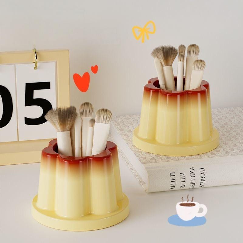 Cute Caramel Pudding Pen Holder - ArtGalleryZen