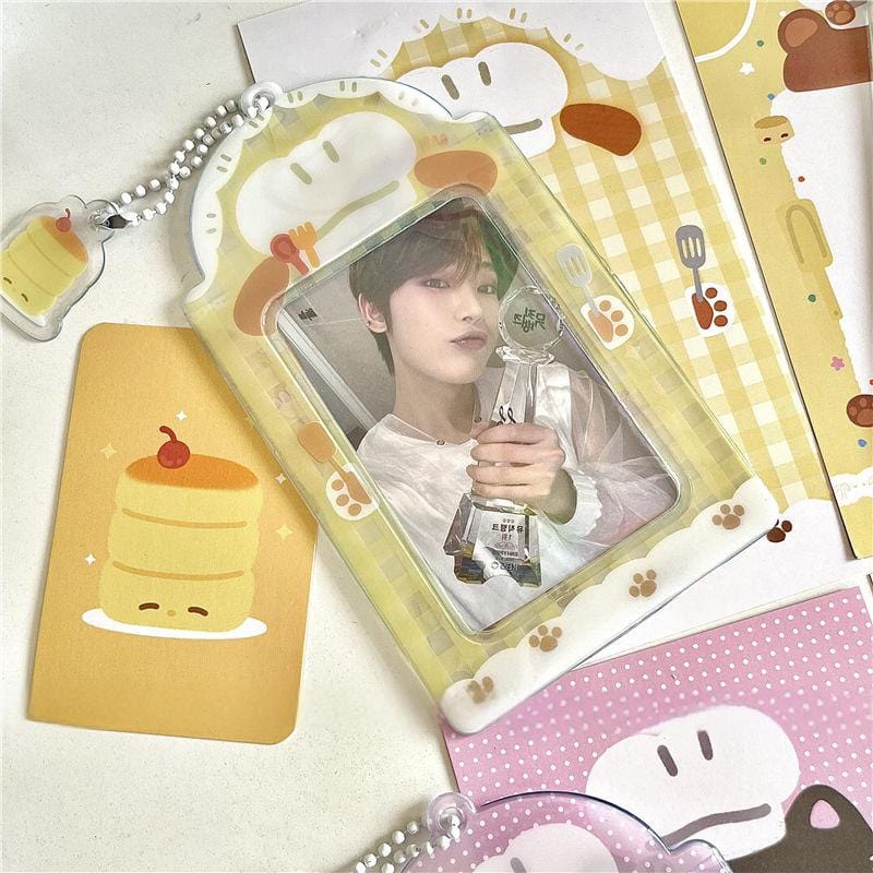 Cute Cat Bear Chef Transparent Kpop Keychain Photocard Holder - ArtGalleryZen