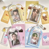 Thumbnail for Cute Cat Bear Chef Transparent Kpop Keychain Photocard Holder - ArtGalleryZen
