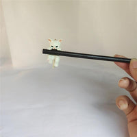Thumbnail for Cute Cat Pendant Flower Pearl Tassel Wooden Hair Fork Hair Pin - ArtGalleryZen