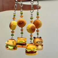 Thumbnail for Cute Cat Puppy Hamburger Hello Kitty Cake Keychain Phone Strap