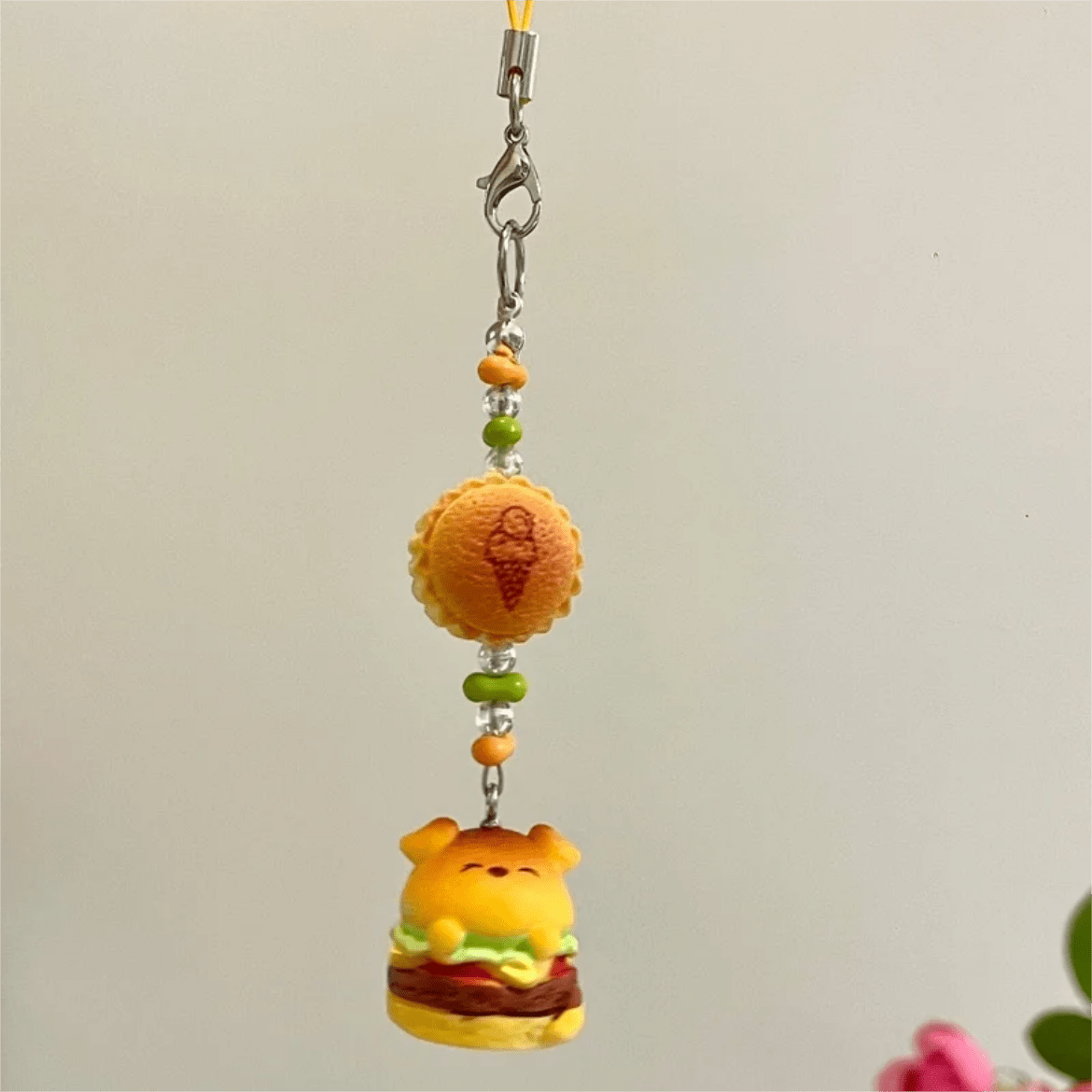 Cute Cat Puppy Hamburger Hello Kitty Cake Keychain Phone Strap