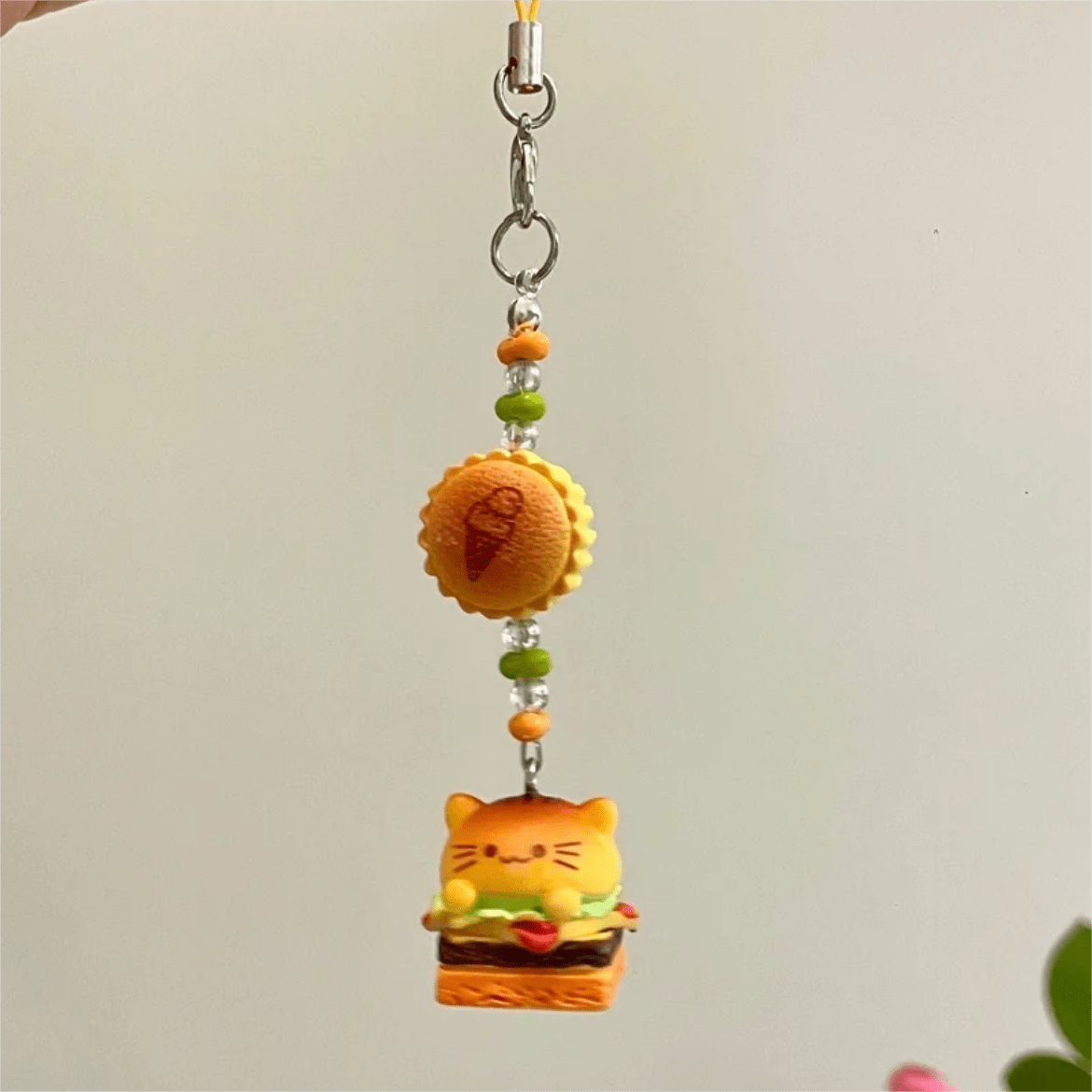 Cute Cat Puppy Hamburger Hello Kitty Cake Keychain Phone Strap