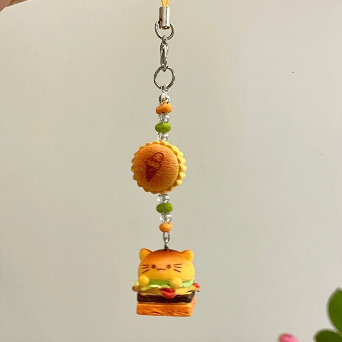 Cute Cat Puppy Hamburger Keychain Phone Strap - ArtGalleryZen
