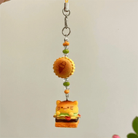 Thumbnail for Cute Cat Puppy Hamburger Keychain Phone Strap - ArtGalleryZen
