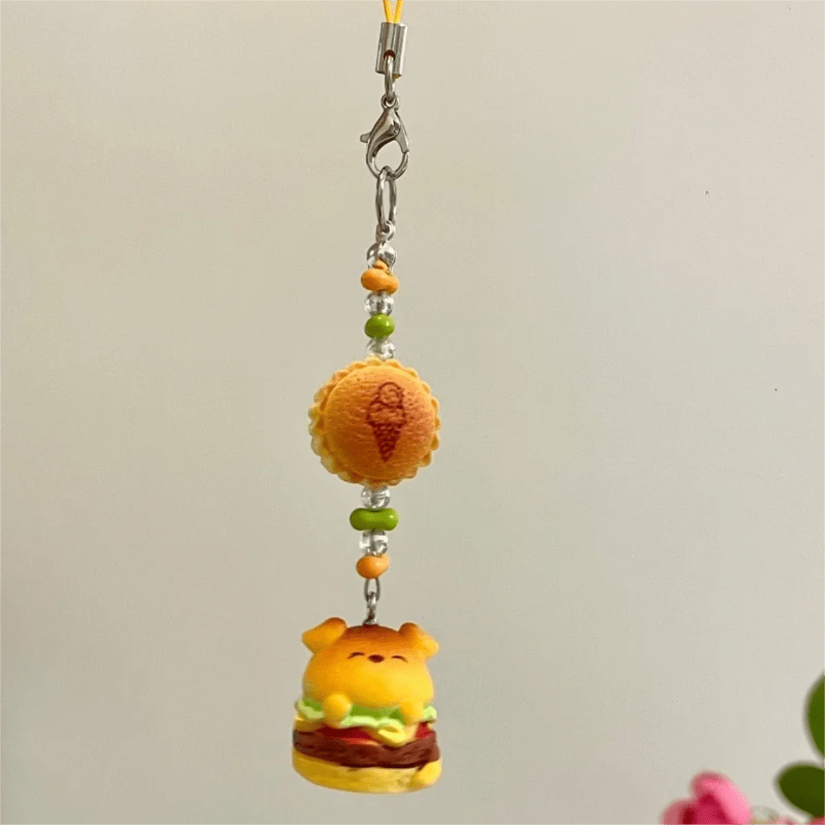 Cute Cat Puppy Hamburger Keychain Phone Strap - ArtGalleryZen