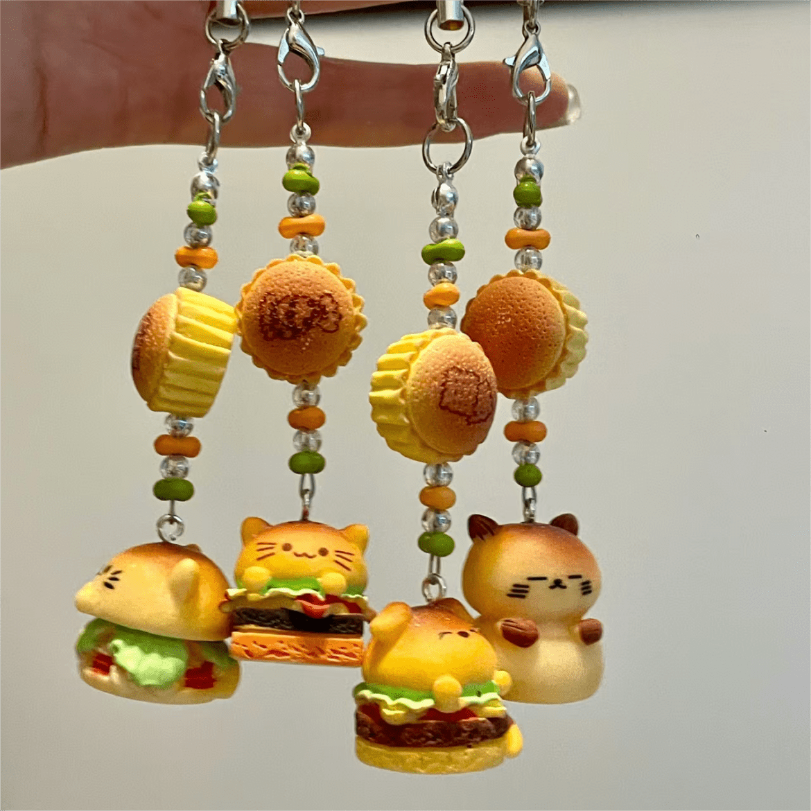 Cute Cat Puppy Hamburger Keychain Phone Strap - ArtGalleryZen