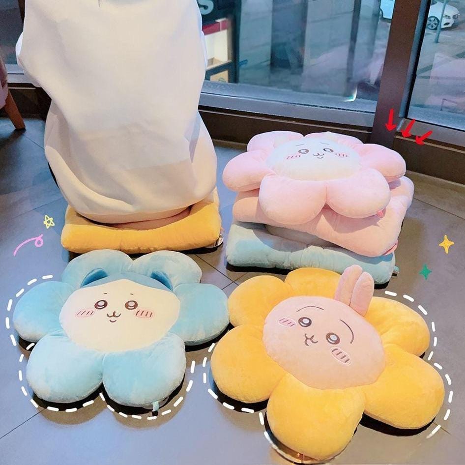 Cute Chiikawa Usagi Hachiware Flower Plush Cushion - ArtGalleryZen