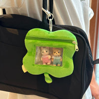 Thumbnail for Cute Clover Narutomaki Plush Coin Purse Transparent Keychain Bag - ArtGalleryZen