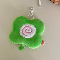 Thumbnail for Cute Clover Narutomaki Plush Coin Purse Transparent Keychain Bag