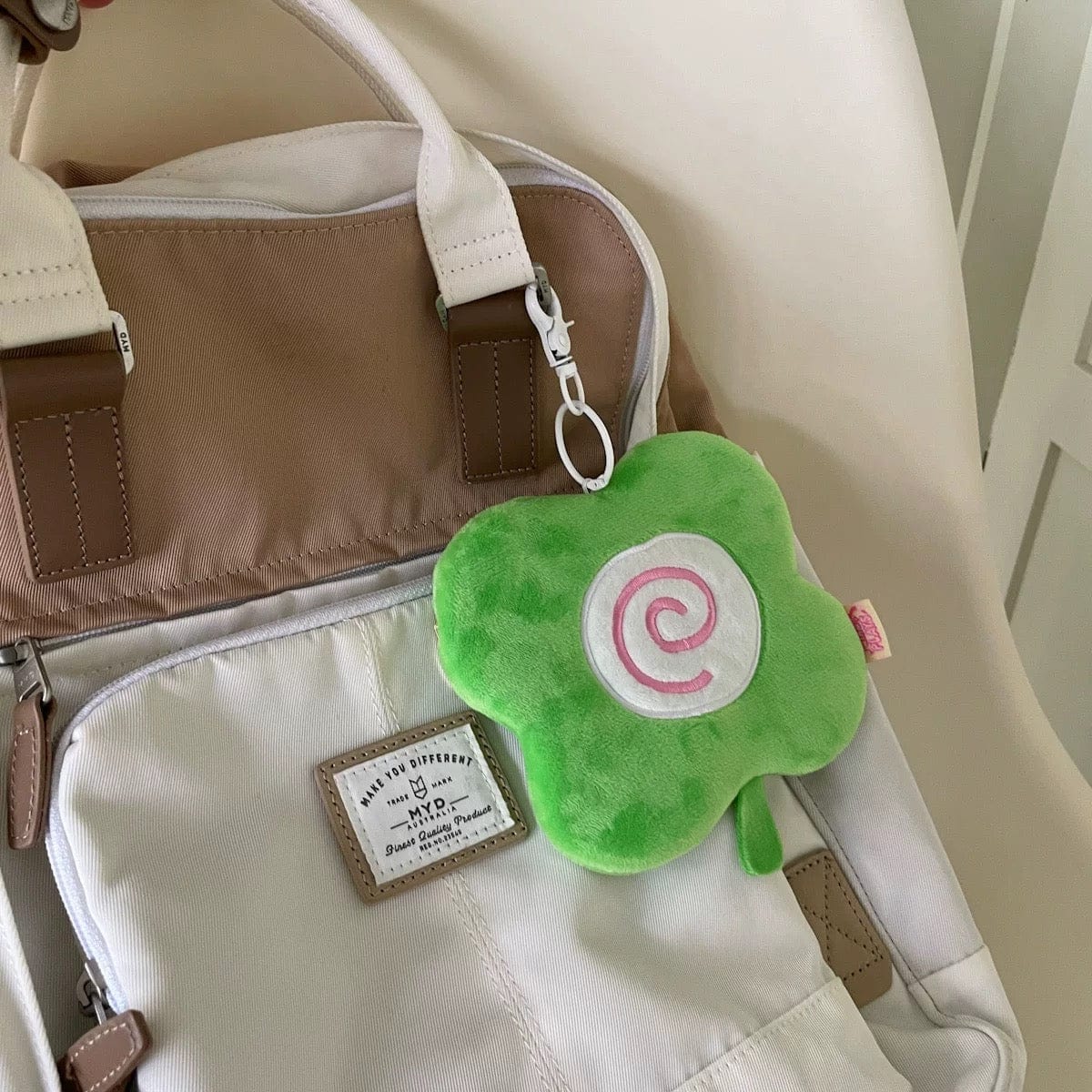 Cute Clover Narutomaki Plush Coin Purse Transparent Keychain Bag