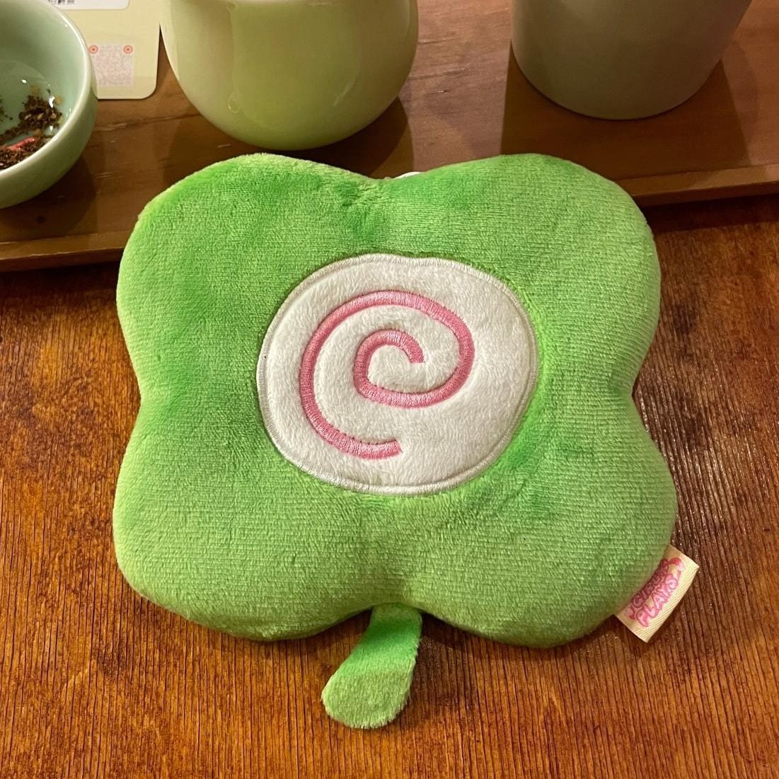 Cute Clover Narutomaki Plush Coin Purse Transparent Keychain Bag