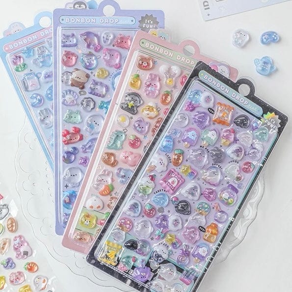 Cute Colorful Animal Pattern Crystal 3D DIY Decoration Stickers - ArtGalleryZen