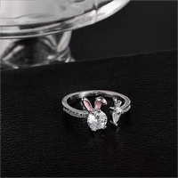 Thumbnail for Cute Crystal Carrot Rabbit Ring - ArtGalleryZen