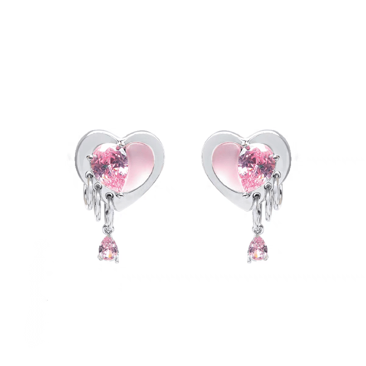 Cute Crystal Dangle Heart Earrings - ArtGalleryZen